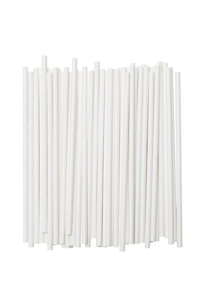 FONIX Set 100 Straws, Paper, 20 cm, Simple Model, White