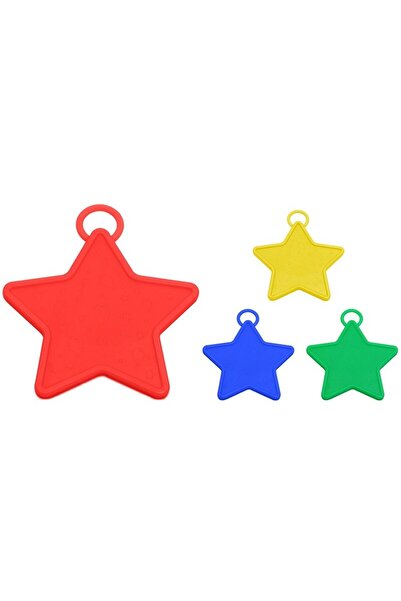 Flippy Set 4 Weights for Helium Balloons, Flippy, 60 grams, Plastic, Star Shape, Multicolor