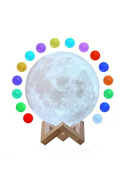 bzstore 3D Moon Light Night Lamp, Multicolor LED, Touch Color Change, Battery Powered, No Accumulator