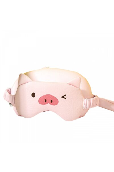 Flippy 2-in-1 Sleep Mask with Headrest, Foam Particle Neck Pillow, Pig Model, Pink