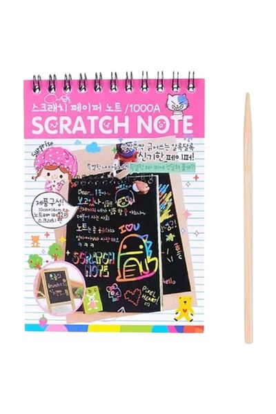 OEM DIY Magic Scratch Scratch Book, 12 Pages, Rainbow, Wooden Pencil, Paper