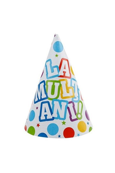 OEM Set of 6 Children's Party Hats, Cardboard, 20 x 13.5 cm, Model 4 Happy Birthday, Multicolor