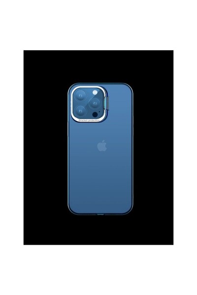 Flippy Husa protectie pentru iPhone 14 Plus, suport metalic, Bracket , Flippy, PC mat, silicon, Albastru