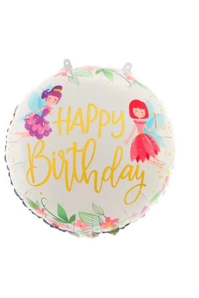 Teo Balon din Folie Metalizata, , Figurina Cerc, Model Happy Birthday cu Zane, Tematica Aniversare, 45