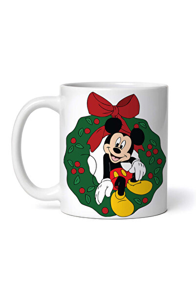 OEM Cană albă personalizată, Mickey Mouse stând în decorațiuni de Crăciun, IN...