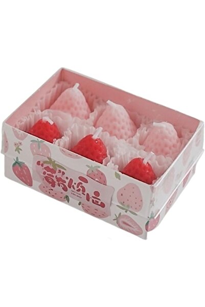 Flippy Set of 6 Scented Strawberry Candles, 30 min, 78 g, Pink/Red