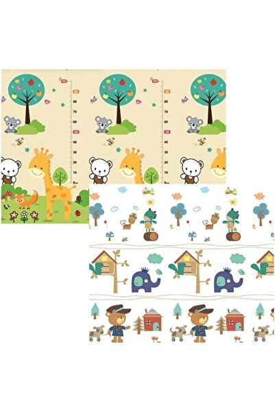 Bibilel Kids Play Mat, Double-Sided ZOO/Bear, XPE+PE, Waterproof, Non-slip, Foldable, 150x200x1