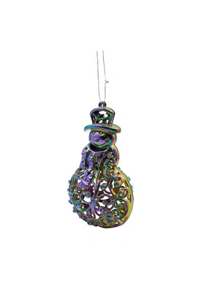 Bibilel Ornament de Crăciun pentru brad cu om de zăpadă iridescent, 8 x 13 cm...