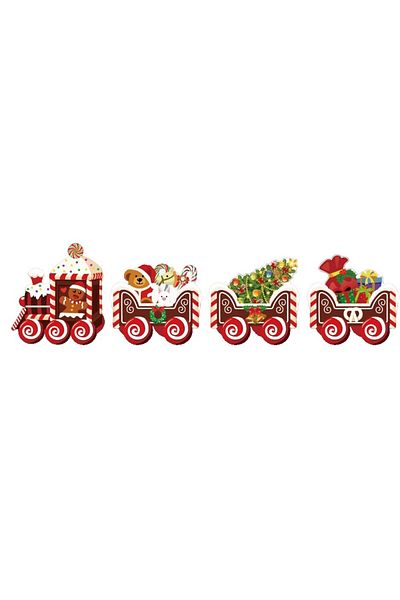 OEM Christmas Decoration, for Garden, Train Type, 4 Figurines + Sticks to Stick in