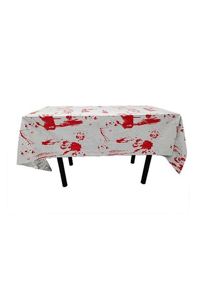 OEM Tablecloth, Foil, Halloween Print - Help Me, 137 x 183 cm, White/Red