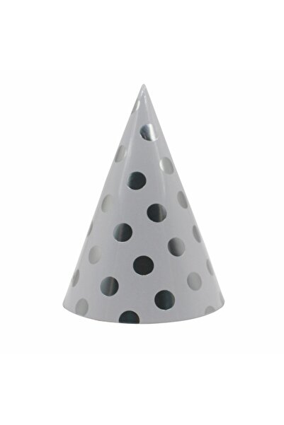 Teo Set of 6 Metallic Helmets, for Party, Birthday Theme, Polka Dot Pattern, 20 cm, Silver