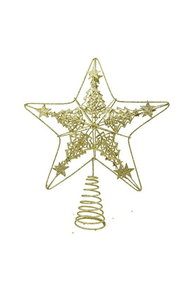 Flippy Διακοσμητικό Χριστουγεννιάτικο Δέντρο, Χρυσό, Σε Σχήμα Αστέριου με Μικρά Δεντράκια, Πλαστικό/Μέταλλο, 24 εκ. x 24 εκ.