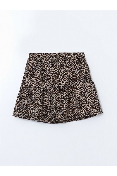 LC Waikiki Leopard Patterned Girl's Skirt with Elastic Waist