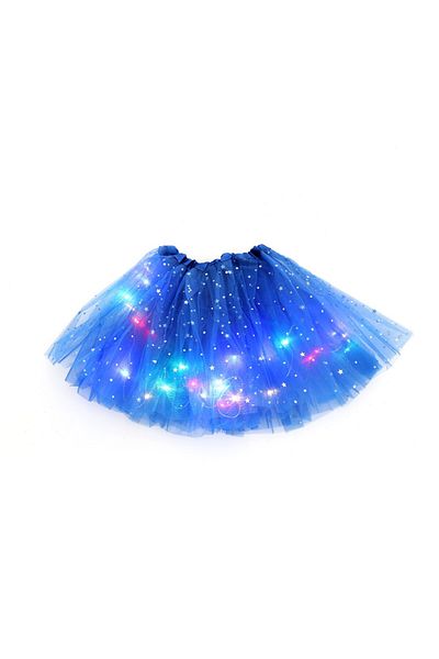 Optim Solution Fustă LED pentru copii, tutu de balet cu lumini multicolore, model stea, lungime 30 cm, albastră