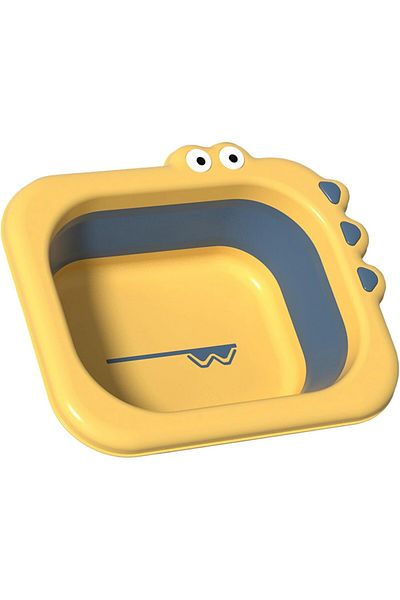 Flippy Lavoar pliabil, pentru copii, PP/TPE, portabil, model crocodil, galben/albastru