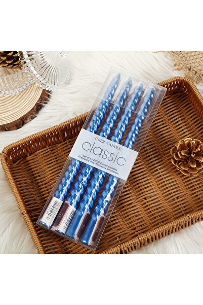 Flippy Set of 4 Twisted Table/Dinner/Decor Candles, 25 cm, Blue