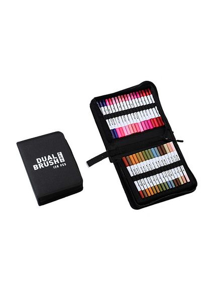 Flippy Set markere pe bază de apă, Flippy, 2 în 1, pentru pictură, caligrafie, 120 de culori, multicolor