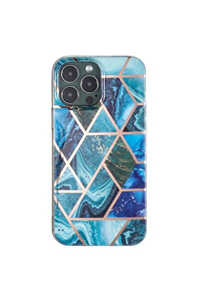 Flippy Protective case for Samsung A21S Soft IMD TPU Marble Geometric Blue