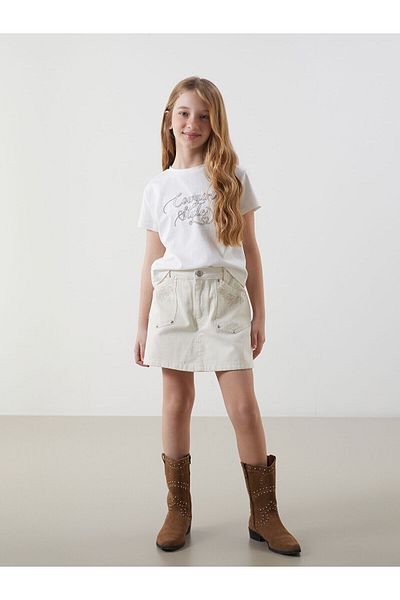 LC Waikiki Girl's Shorts Skirt with Adjustable Elastic Waist