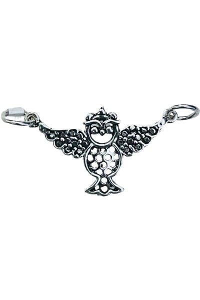 Jolie Silver Pandantiv din aur 925 - Bufniță patinată, 30 x 15 mm, 2,4 g