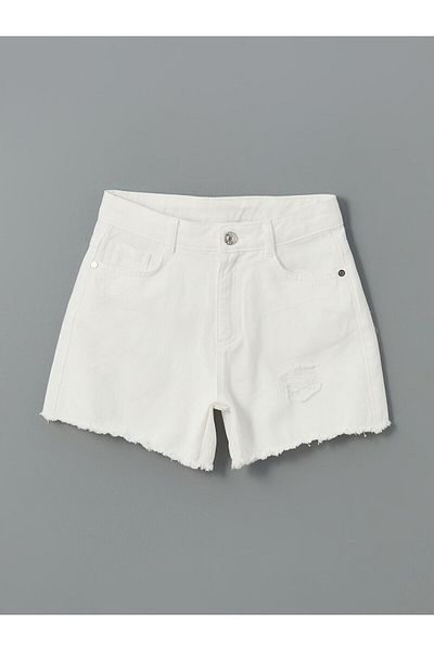 LC Waikiki Girl's Jean Shorts with Adjustable Elastic Waist