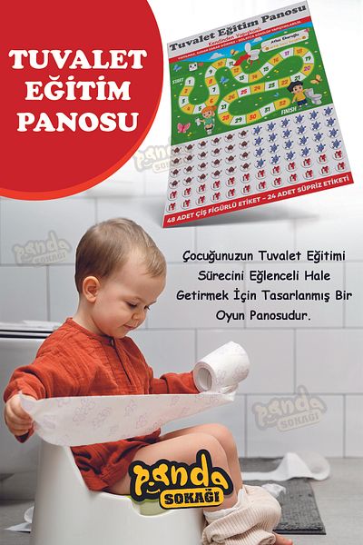 PANDA SOKAĞI Toilet Training Sticker Board Fun and Educational 30X42 Special Cut Self Adhesive Sticker