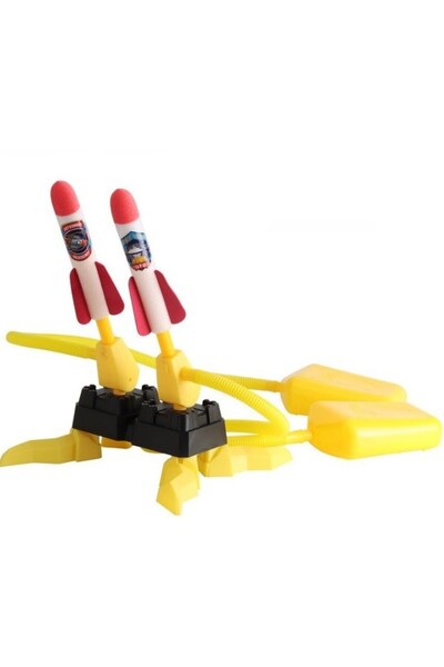 Teo Jucarie pentru copii, lansator rachete cu piciorul, doua lansatoare, 6 rachete cu lumini