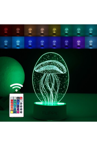 Flippy Lampă decorativă LED, Flippy, 3D, Meduză, Material acrilic, Lumină mul...