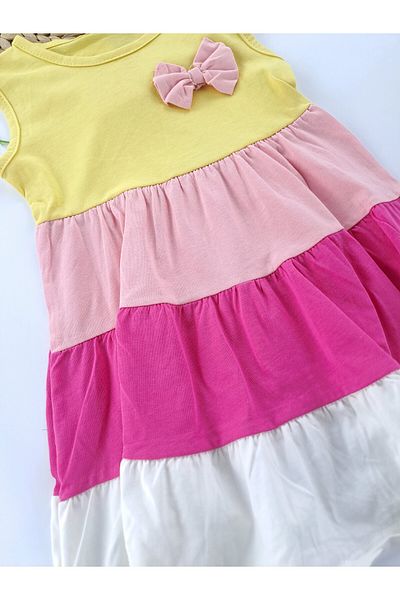 Butik Girl's Summer Dress Colorful Combed Cotton Fabric