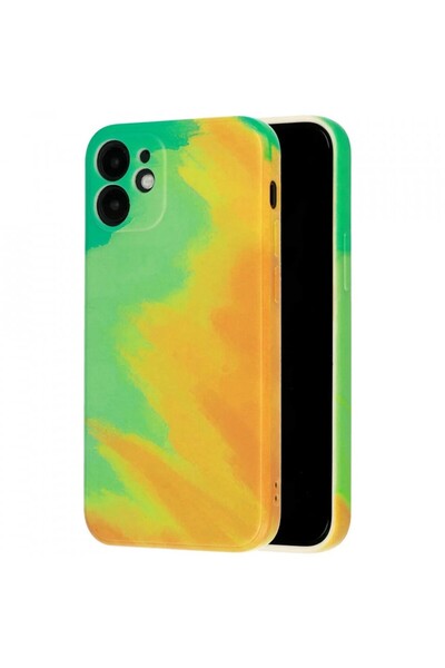 OEM Husa protectie compatibila cu Apple iPhone 12 Mini Tpu Ombre Verde/Galben