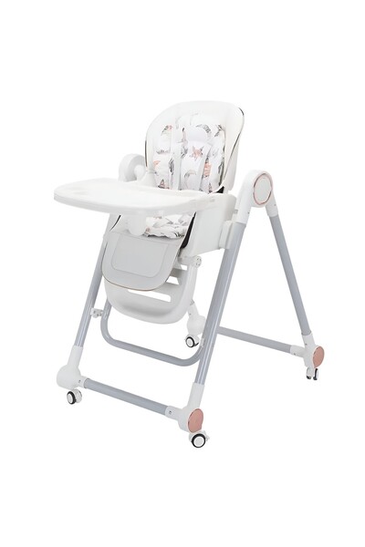 Flippy Scaun Masa Copii, Centura de Siguranta Inaltime Ajustabila Spatar Reglabil de la 6 Luni, Alb