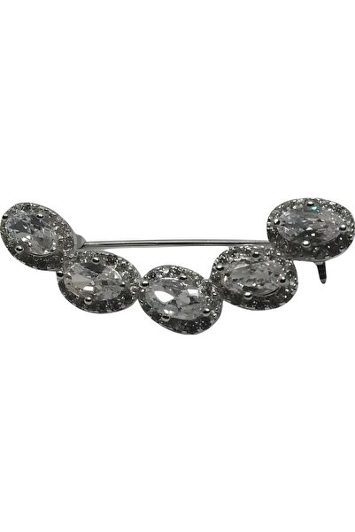 Flippy 925 Silver Semicircle Brooch with Zirconia