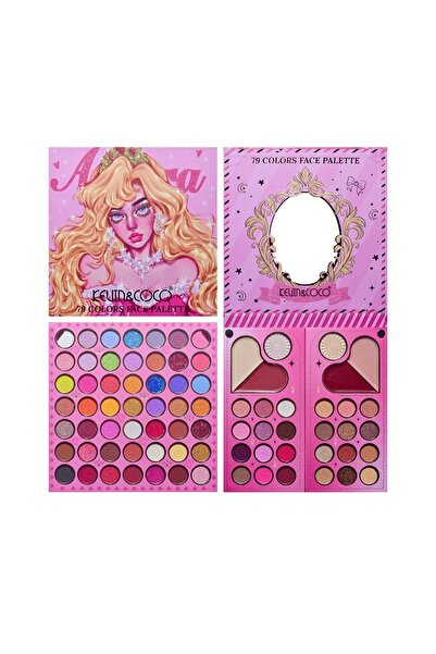 Flippy Makeup Kit Kevin&Coco, Princess Palette, 79 Colors, Eyeshadow, Lipstick, 19.7x20x2 Cm