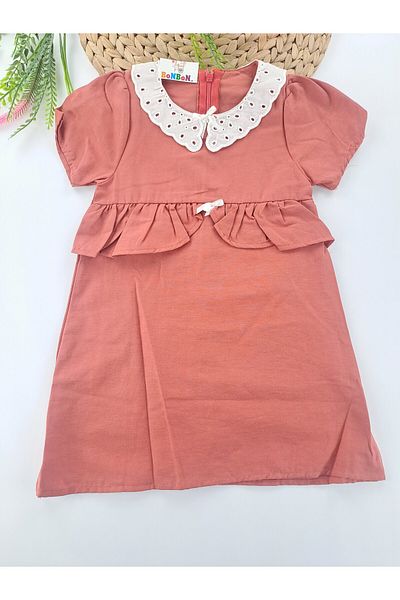 Butik Rochie pentru fete cu guler din dantela Roz Verde Opțiuni de culoare