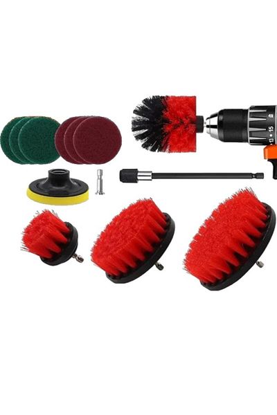 bzstore Set 12 accesorii pentru curățarea mașinii, Flippy, interior și exterior, roșu