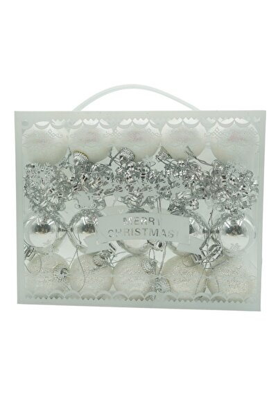 Flippy Σετ 20 χριστουγεννιάτικων στολιδιών, Flippy, τύπου υδρόγειου, λευκό/ασημί, πολυστυρένιο, φινίρισμα glitter
