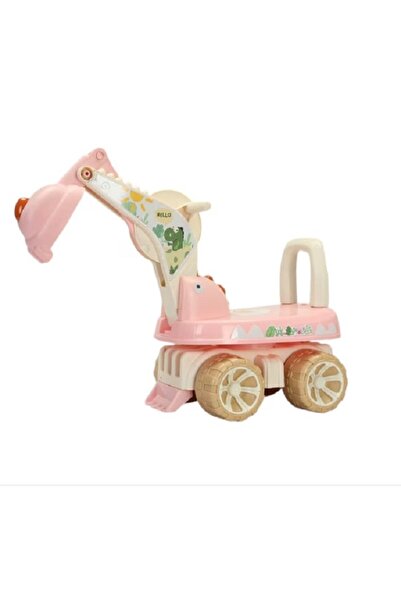 Flippy Excavator pentru copii, Flippy, muzică și lumini, rotație 360 de grade, 4 roți, roz