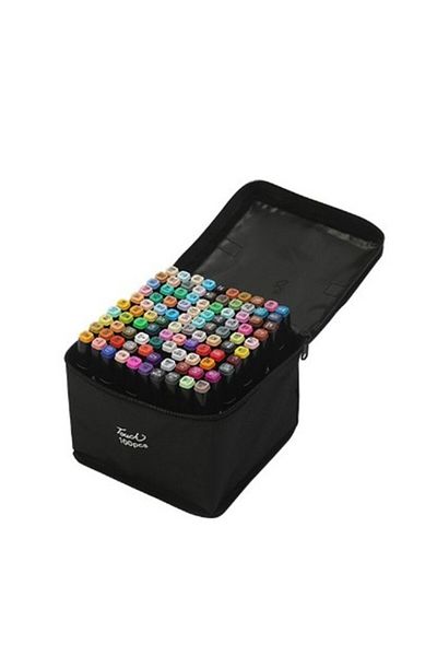 Flippy Set de 100 markere duble, flexibile, pe bază de alcool, cu geantă impermeabilă inclusă, multicolore