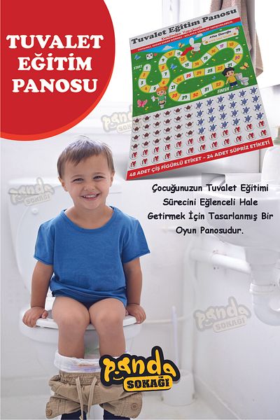 PANDA SOKAĞI Toilet Training Sticker Board Fun and Educational 30X42 Special Cut Self Adhesive Sticker
