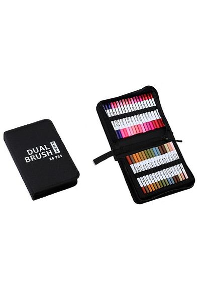 Flippy Set markere pe bază de apă, Flippy, 2 în 1, pentru pictură, caligrafie, 60 de culori, multicolor