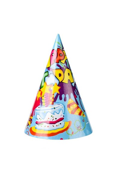 Flippy Set 6 Coifuri, Flippy, Petrecere Copii, din Carton, 20 x 13.5 cm, Model 5 Happy Birthday, Multicolor