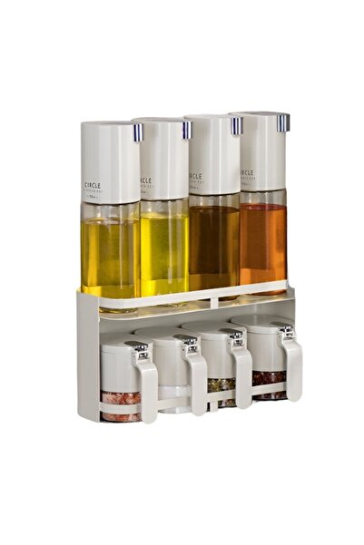 easybox Flippy Wall-Mounted Spice, Oil & Vinegar Storage Rack - 9 Pieces, Home Kitchen, 31x13.5x36.8cm, Whit