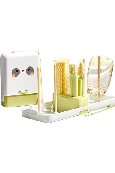 Flippy Σετ πλυντηρίου/στεγνωτηρίου μπιμπερό, Flippy, φορητό, βουρτσάκια σιλικόνης, πιπίλες, μπουκάλια, καλαμάκια, πράσινο