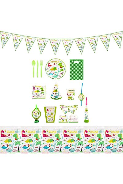 Flippy Set 16 Table Accessories, Flippy, Dino Park Collection, 136 Pieces, Cardboard/Plastic/Paper, Multico