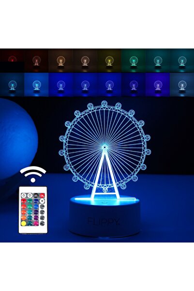 Flippy Lampă decorativă, Flippy, 3D, roată mare, înălțime 20 cm, realizată din material acrilic, albă