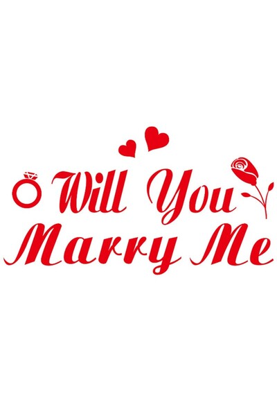 Flippy Autocolant adeziv - Temă de nuntă „Te căsătorești cu mine?”, 21x29 cm, Roșu