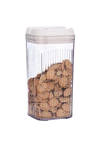 Flippy Food Storage Container, 2.5 L, 12.5×12.5×26 cm, Transparent with White Lid