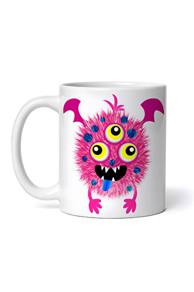 OEM Cană albă personalizată, Monster, monstrul roz cu trei ochi, INOVATIX®. 3...