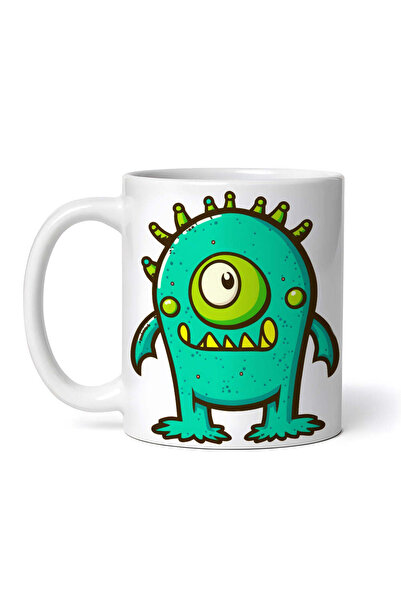 OEM Cană albă personalizată, Monstru cu ochi verzi, Inovatix®. 330 ml