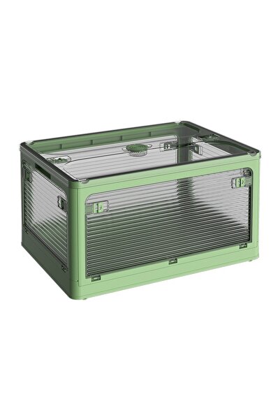 easybox Foldable storage box Flippy with lid, 40 L, Plastic, 47x35x24.5 cm, Green